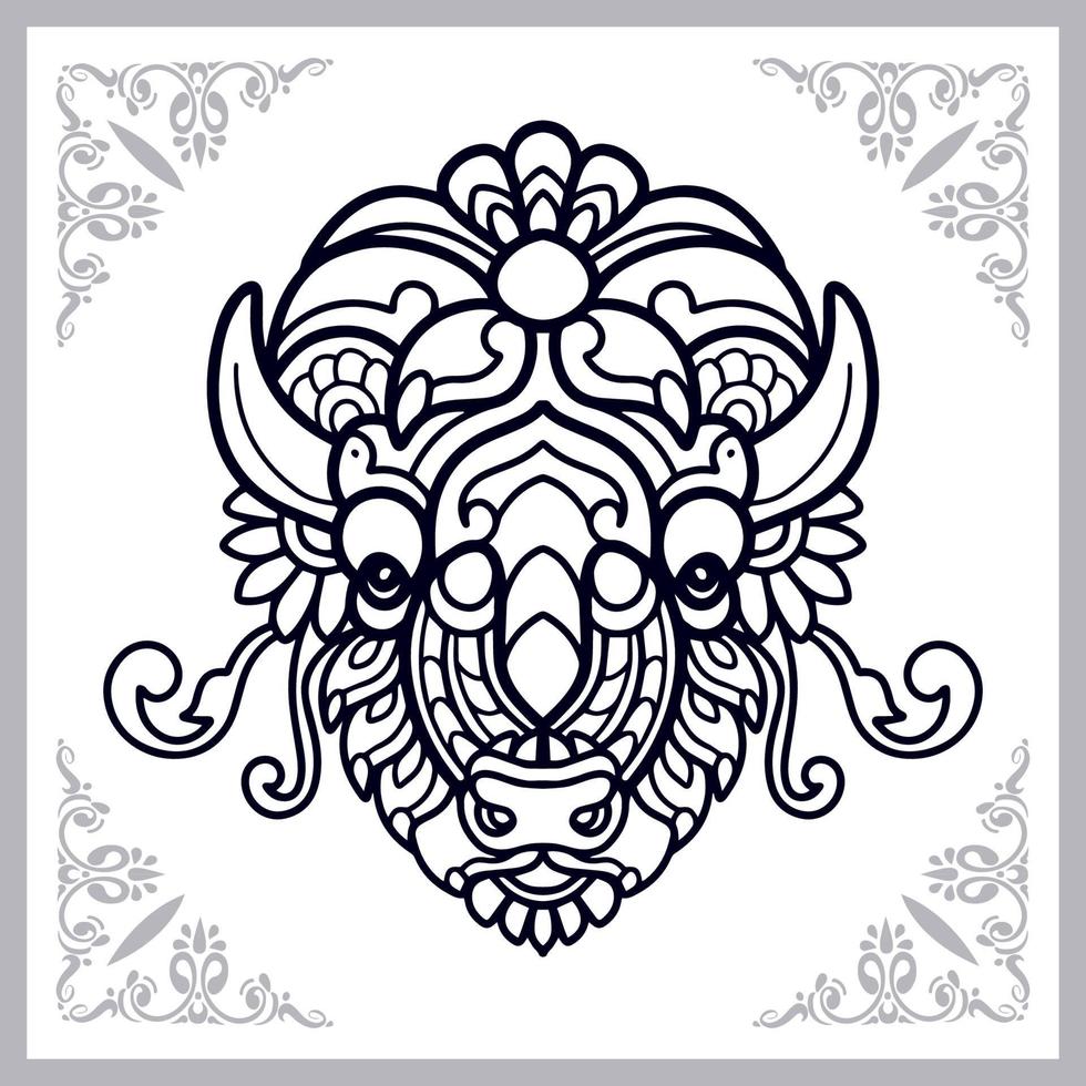 Bison mandala artes aislado sobre fondo blanco. vector