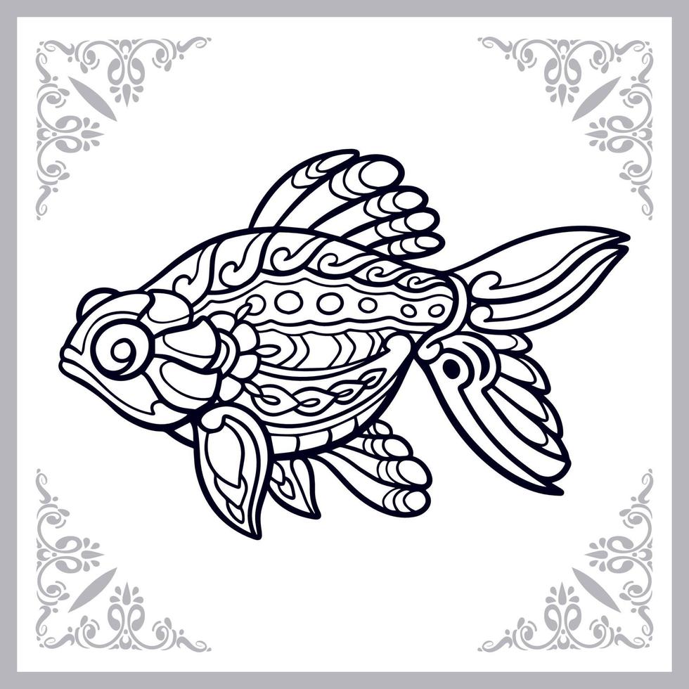 Goldfish mandala arts isolated on white background vector