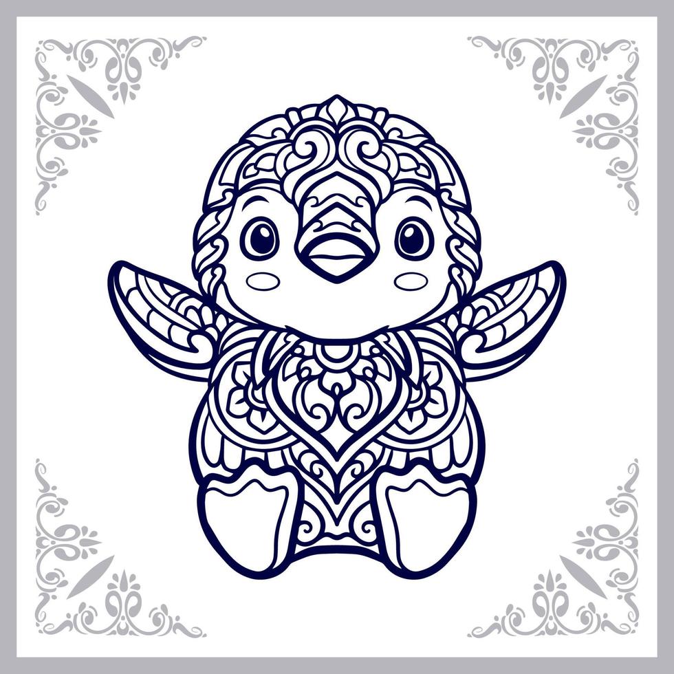 Penguin mandala arts isolated on white background vector