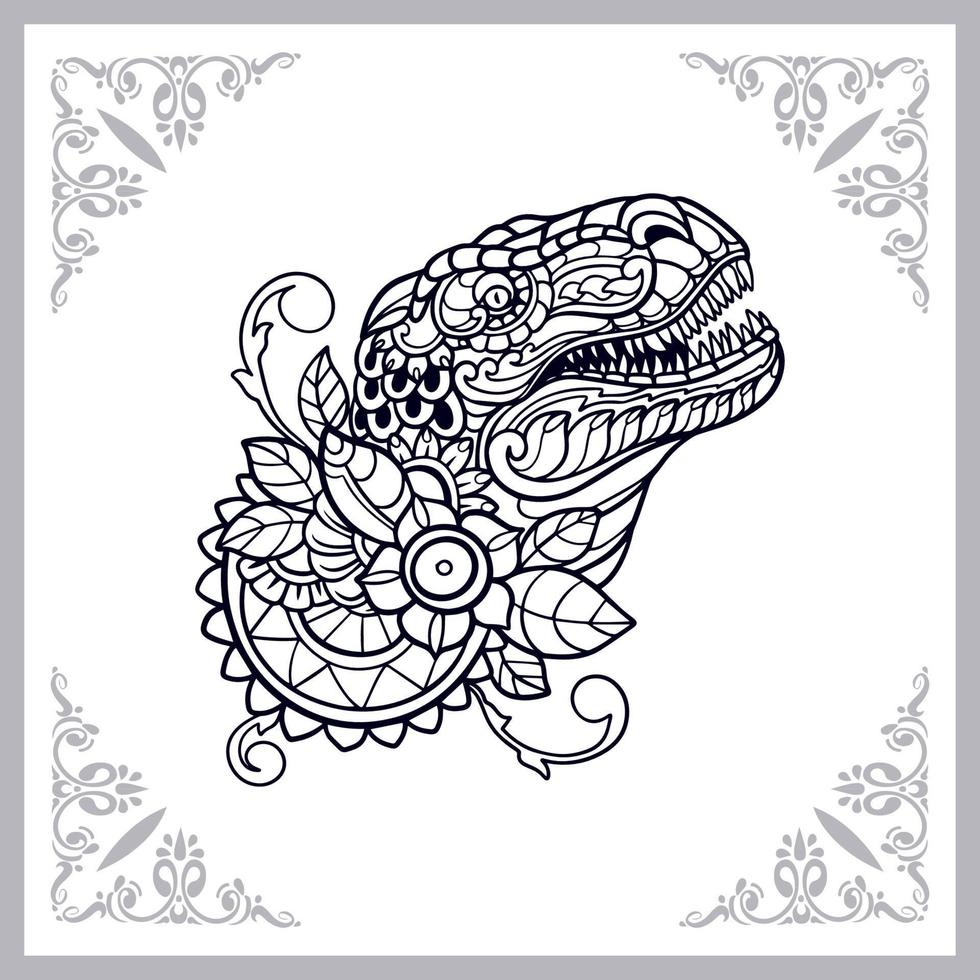 Tyrannosaurus rex mandala arts isolated on white background vector