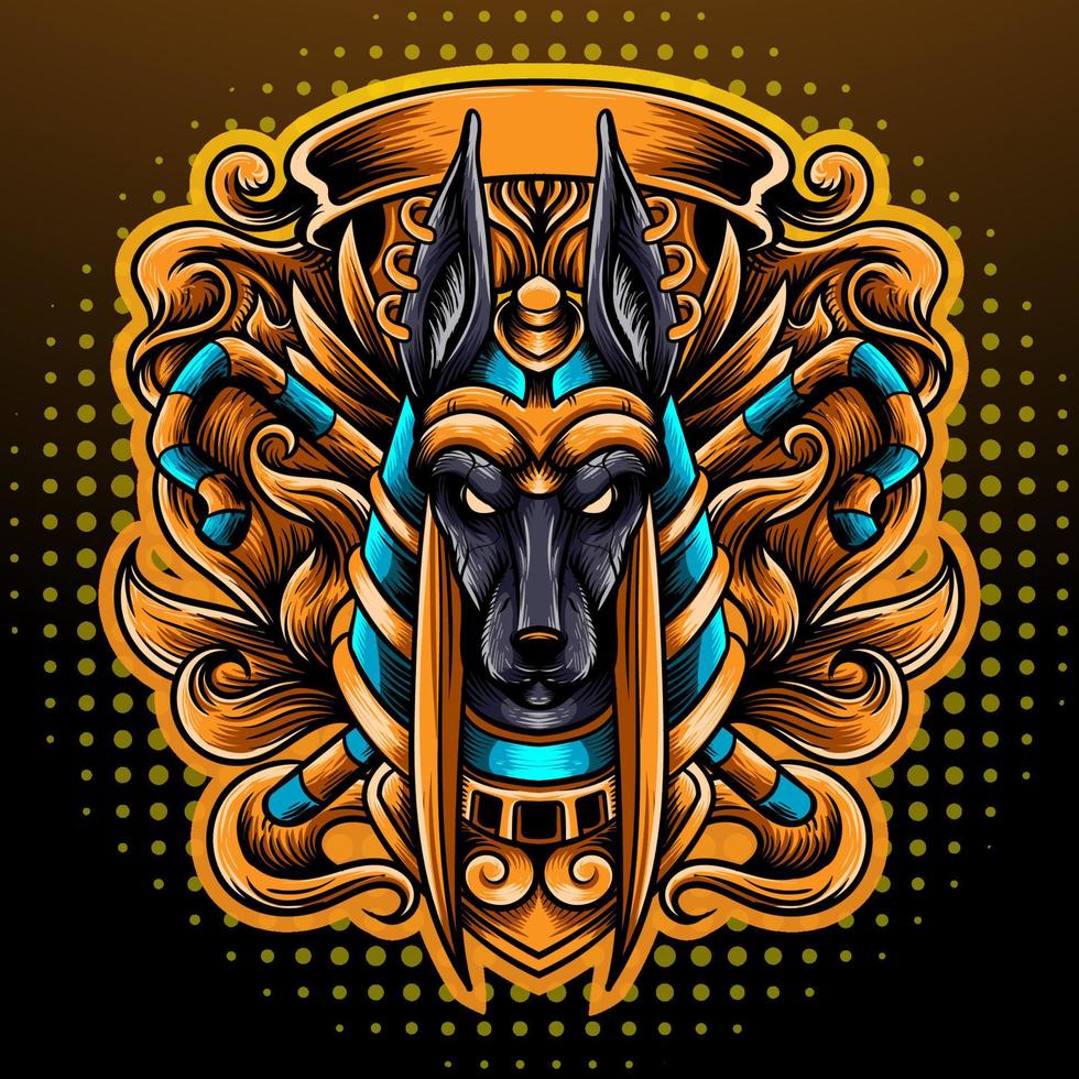 Anubis head mascot. e sport logo design vector