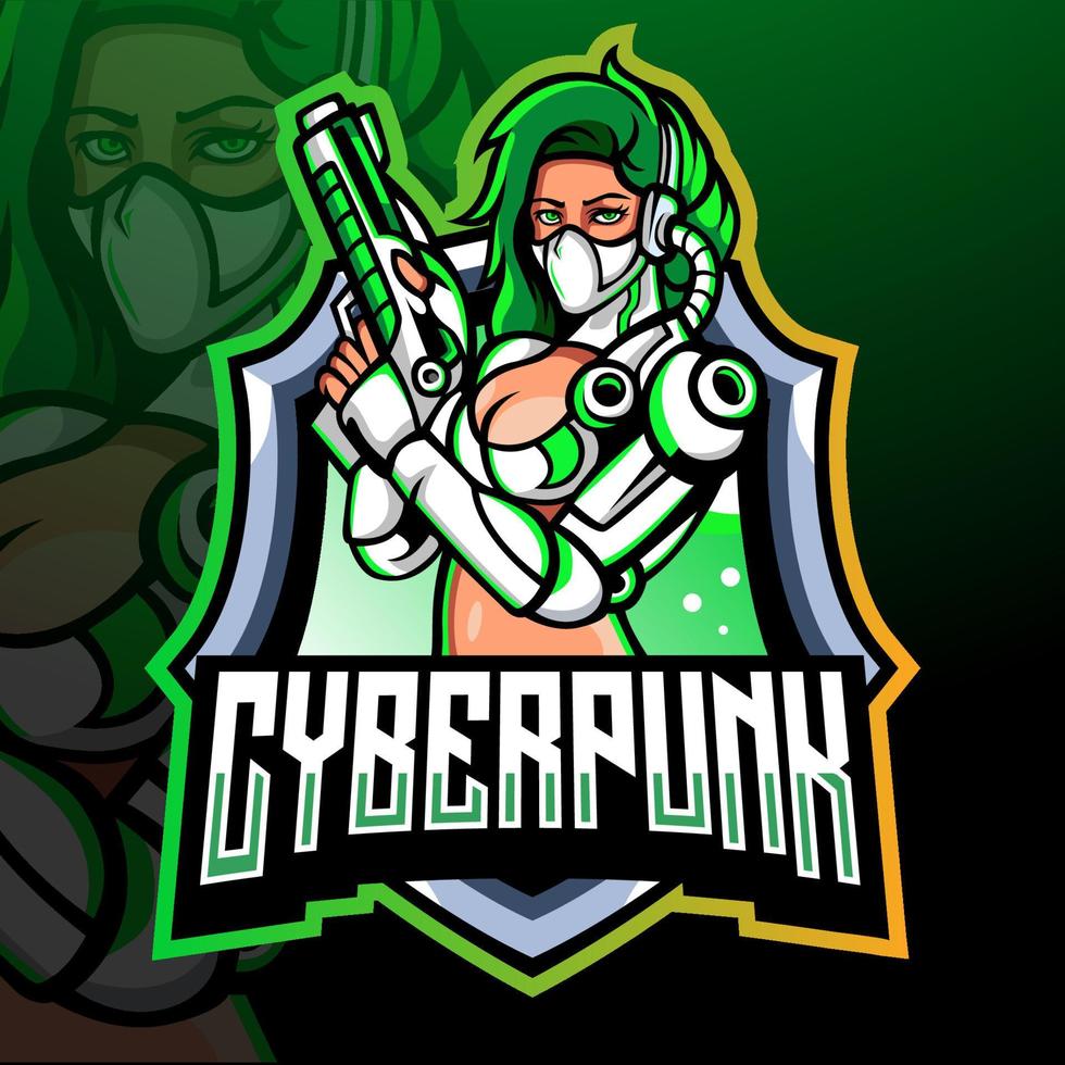 Cyberpunk mascot. e sport logo design vector