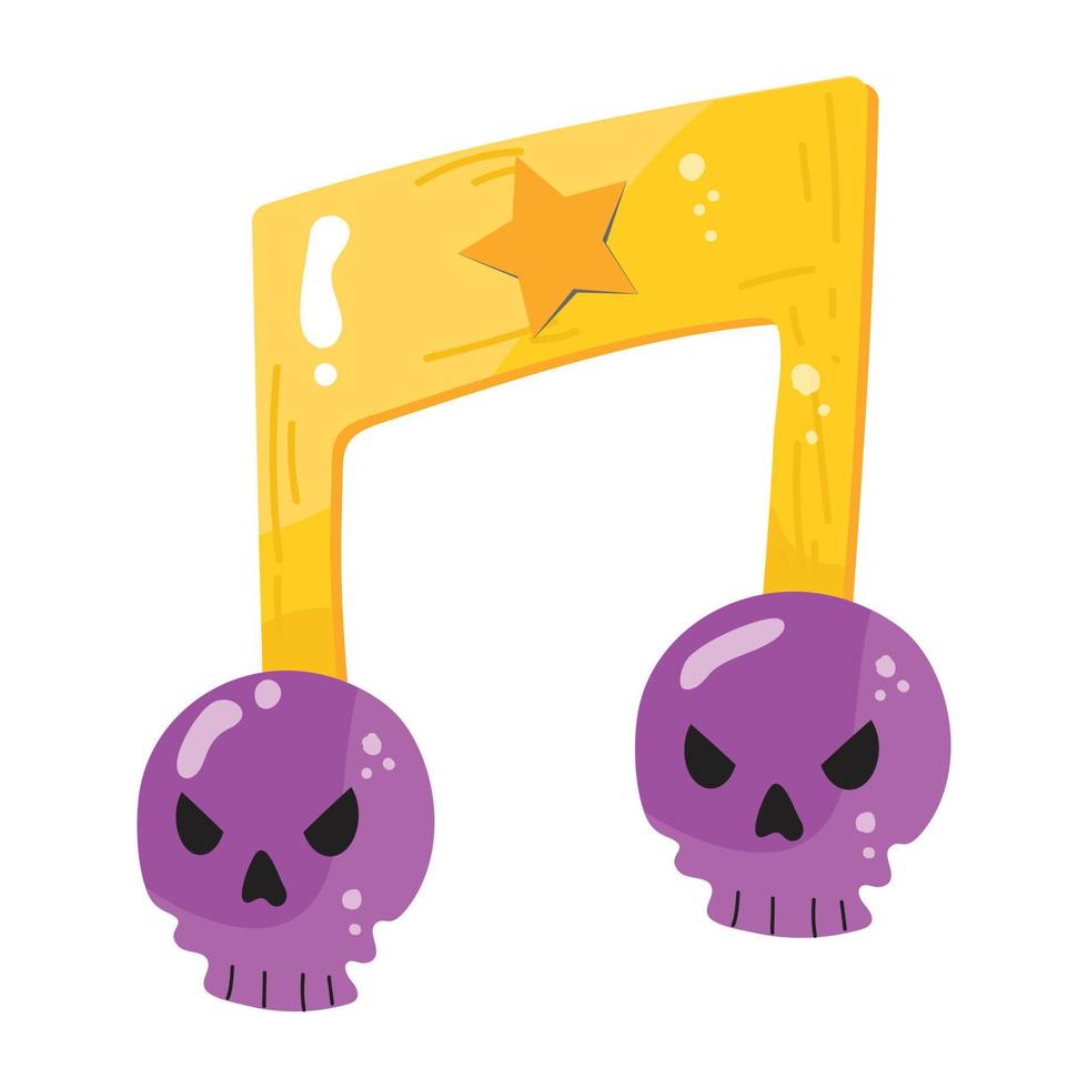 Flat sticker denoting scary music vector