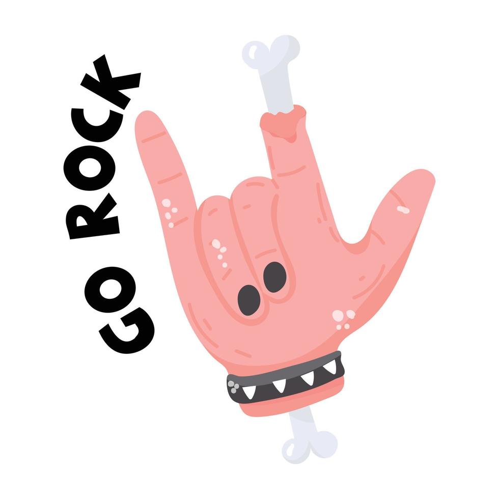 A rock hand flat sticker icon vector