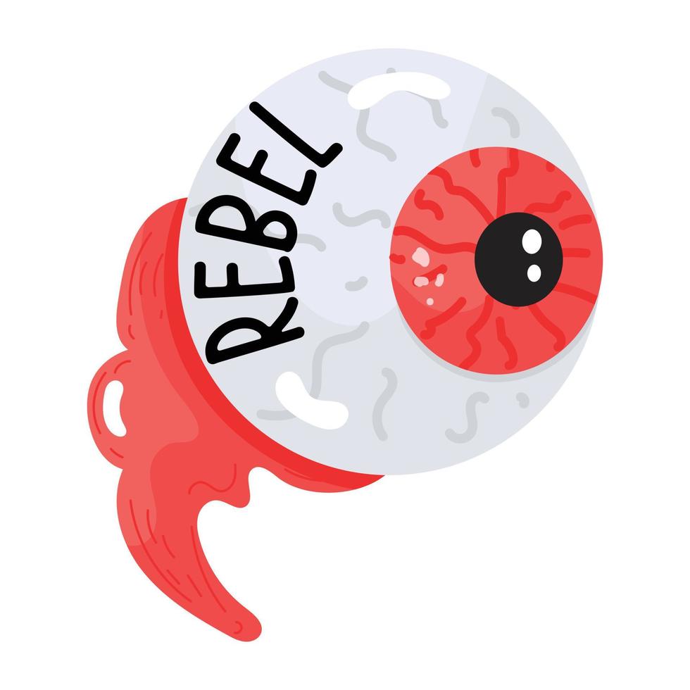 Scary dead eye flat sticker icon vector