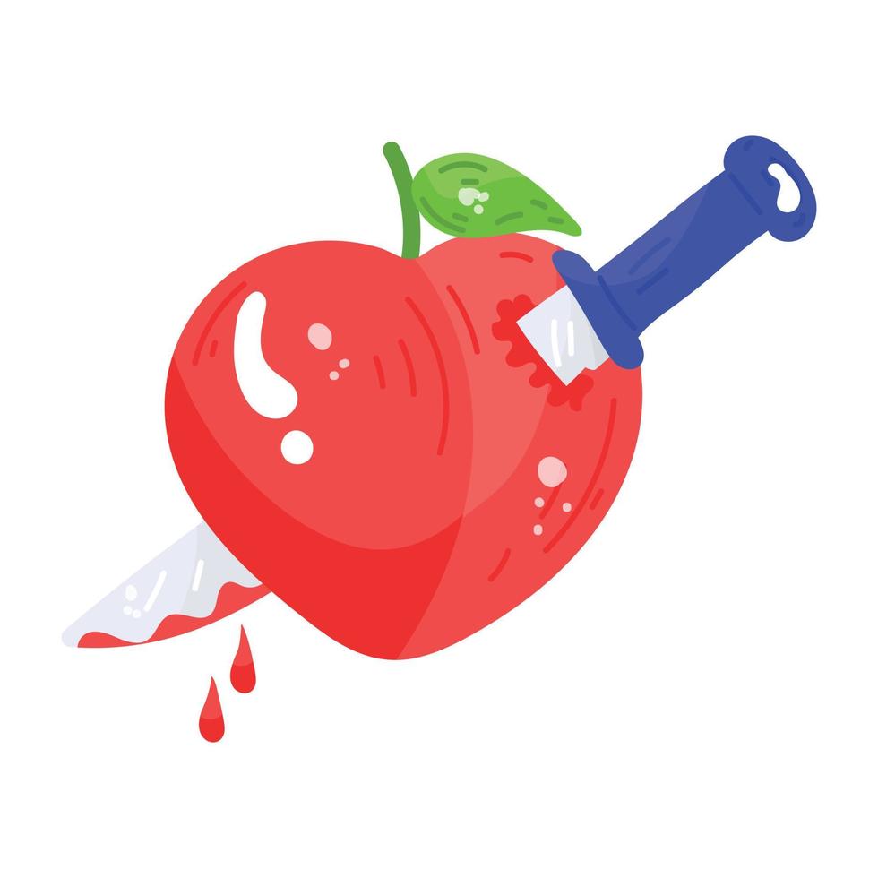 A heart stab flat sticker icon vector
