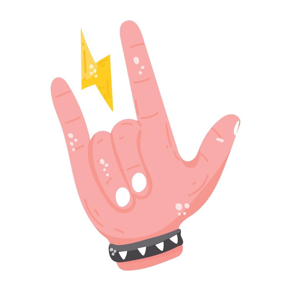 A rock hand flat sticker icon vector