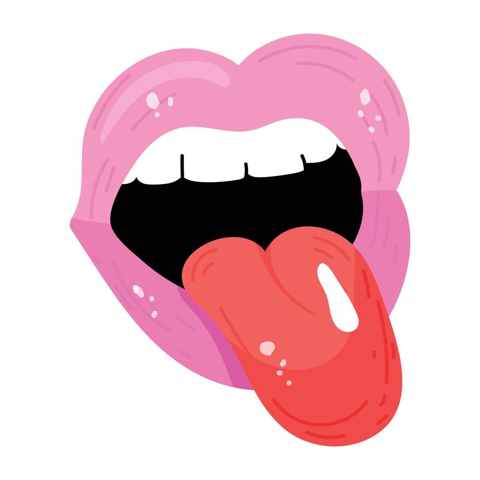 A flat sticker icon of open mouth vector
