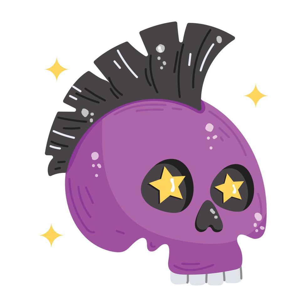A scary flat sticker of skull vector