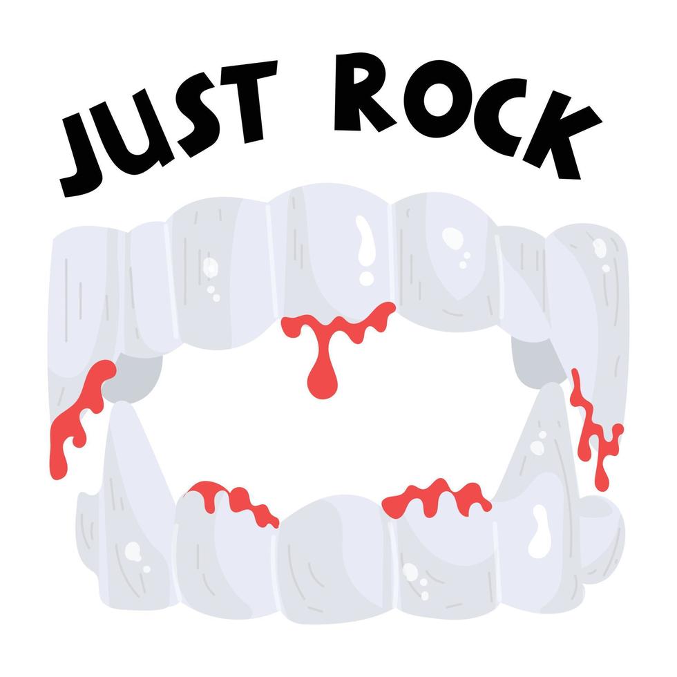 A rock teeth denoting fangs in flat sticker vector