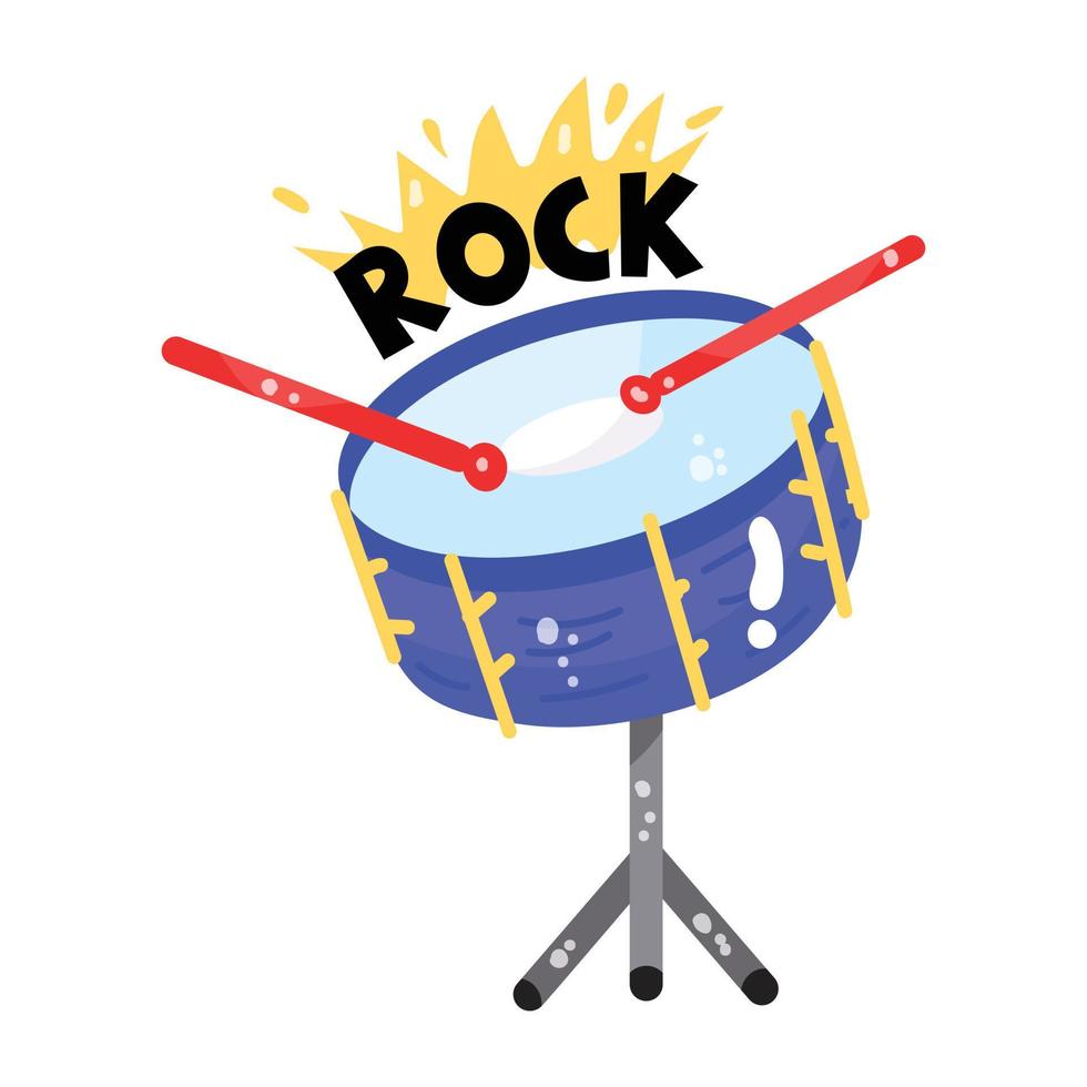 A bass drum icon in flat sticker design vector