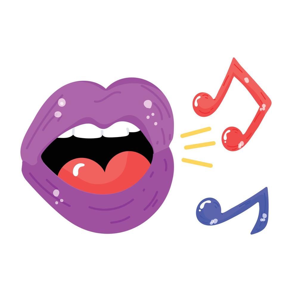 An icon of singing flat sticker vector