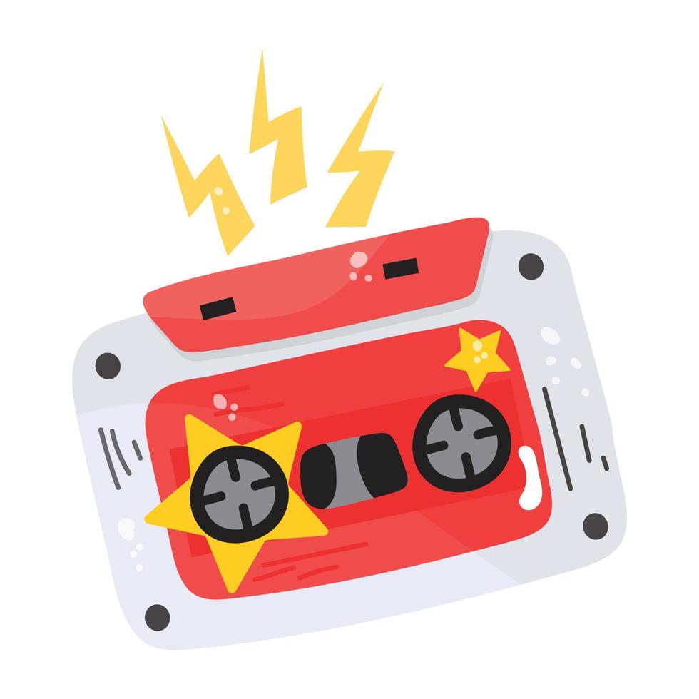 A simple flat icon of a cassette tape, vector