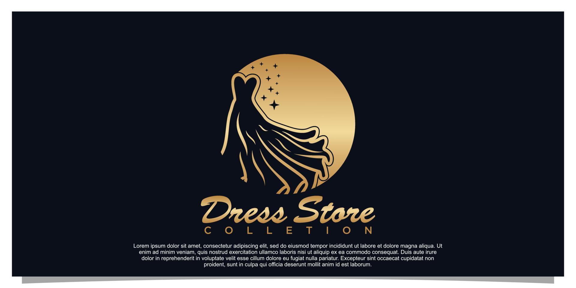 Beauty women dress fashion logo design illustration Premium Vector