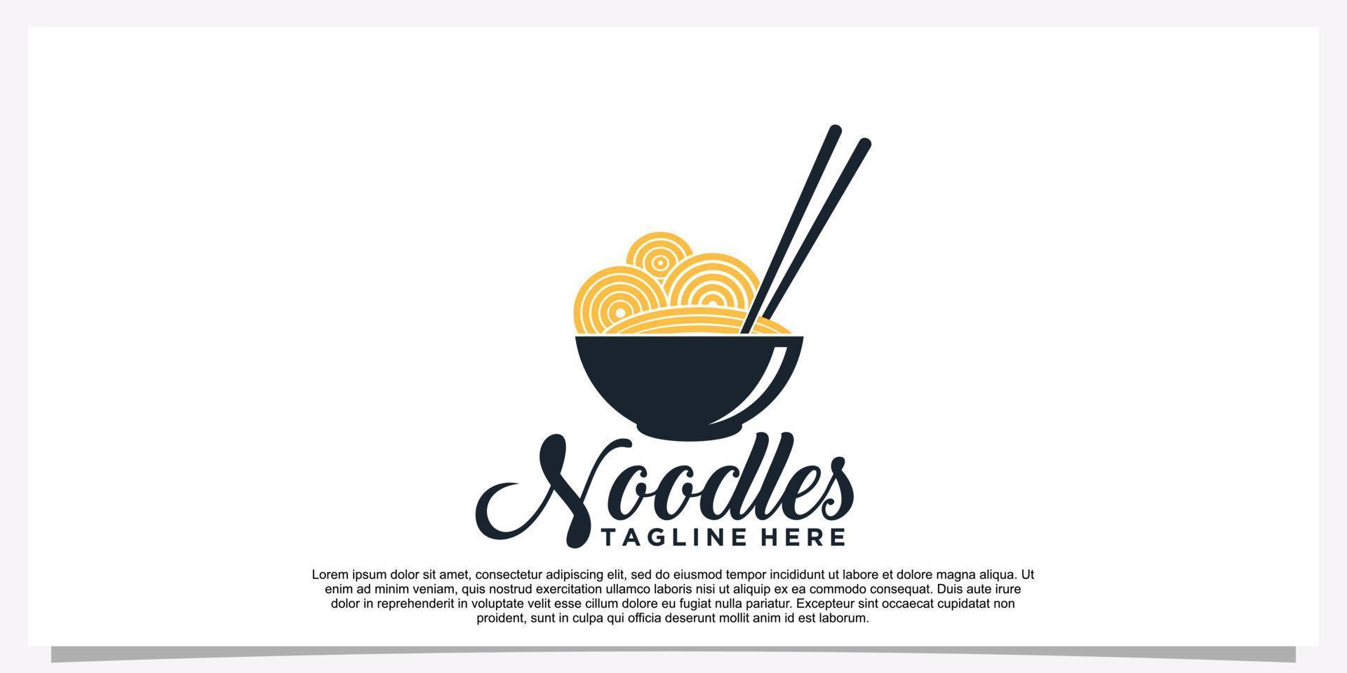 Ramen noodle logo design illustration for restaurant icon with creative element Premium Vector Part 23