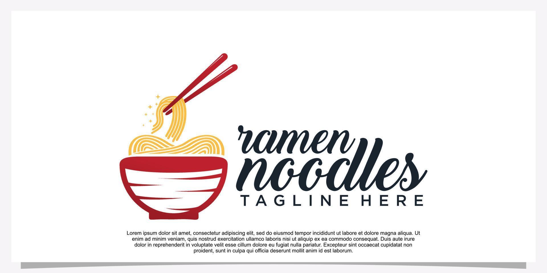 ilustración de diseño de logotipo de cuencos para icono de fideos ramen con concepto creativo único vector premium parte 3