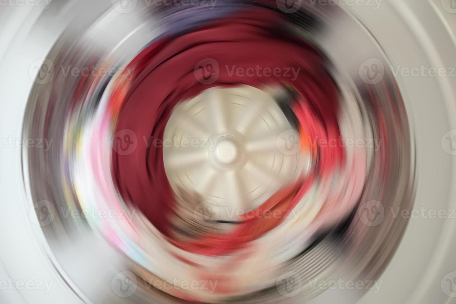 Abstract blur Clothes in washing machine during work photo