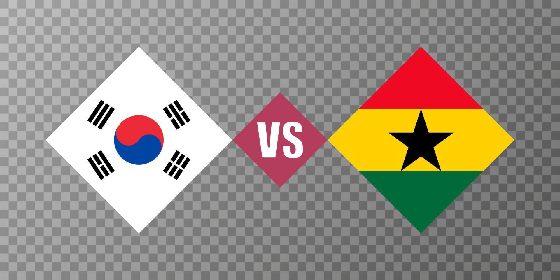 South Korea vs Ghana flag concept. Vector illustration.