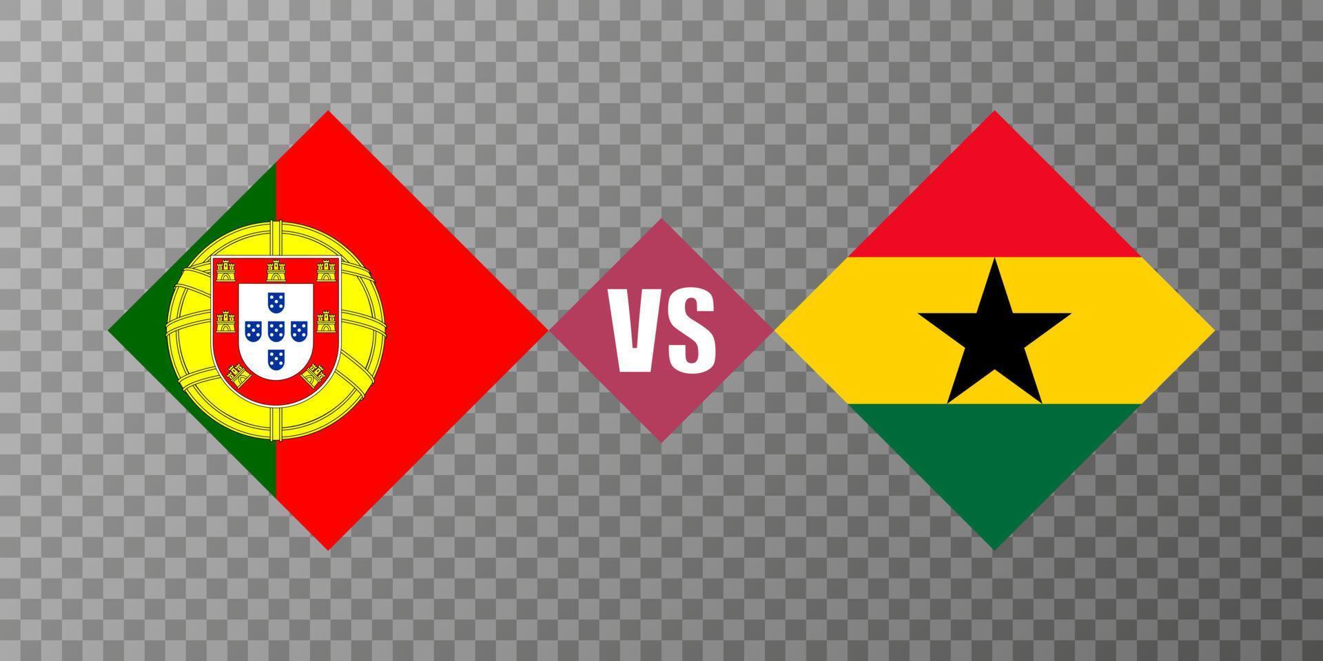 Portugal vs Ghana flag concept. Vector illustration.