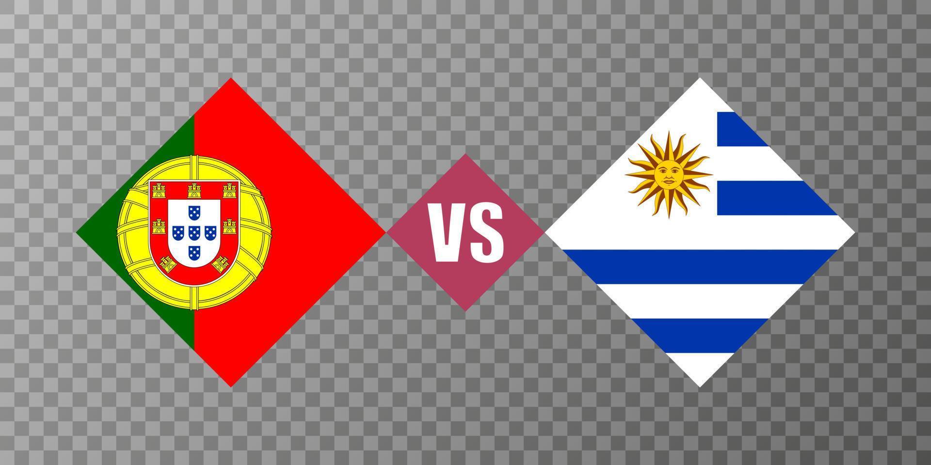 Portugal vs Uruguay flag concept. Vector illustration.