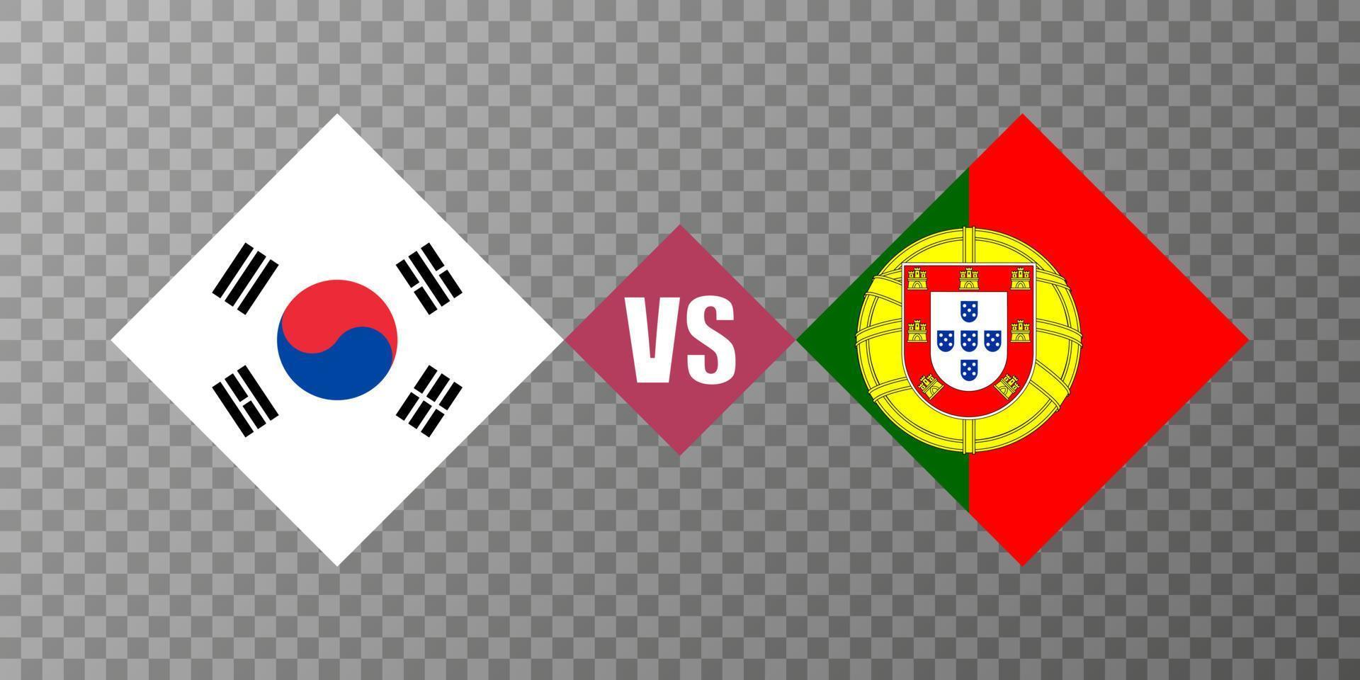 concepto de bandera de corea del sur vs portugal. ilustración vectorial vector