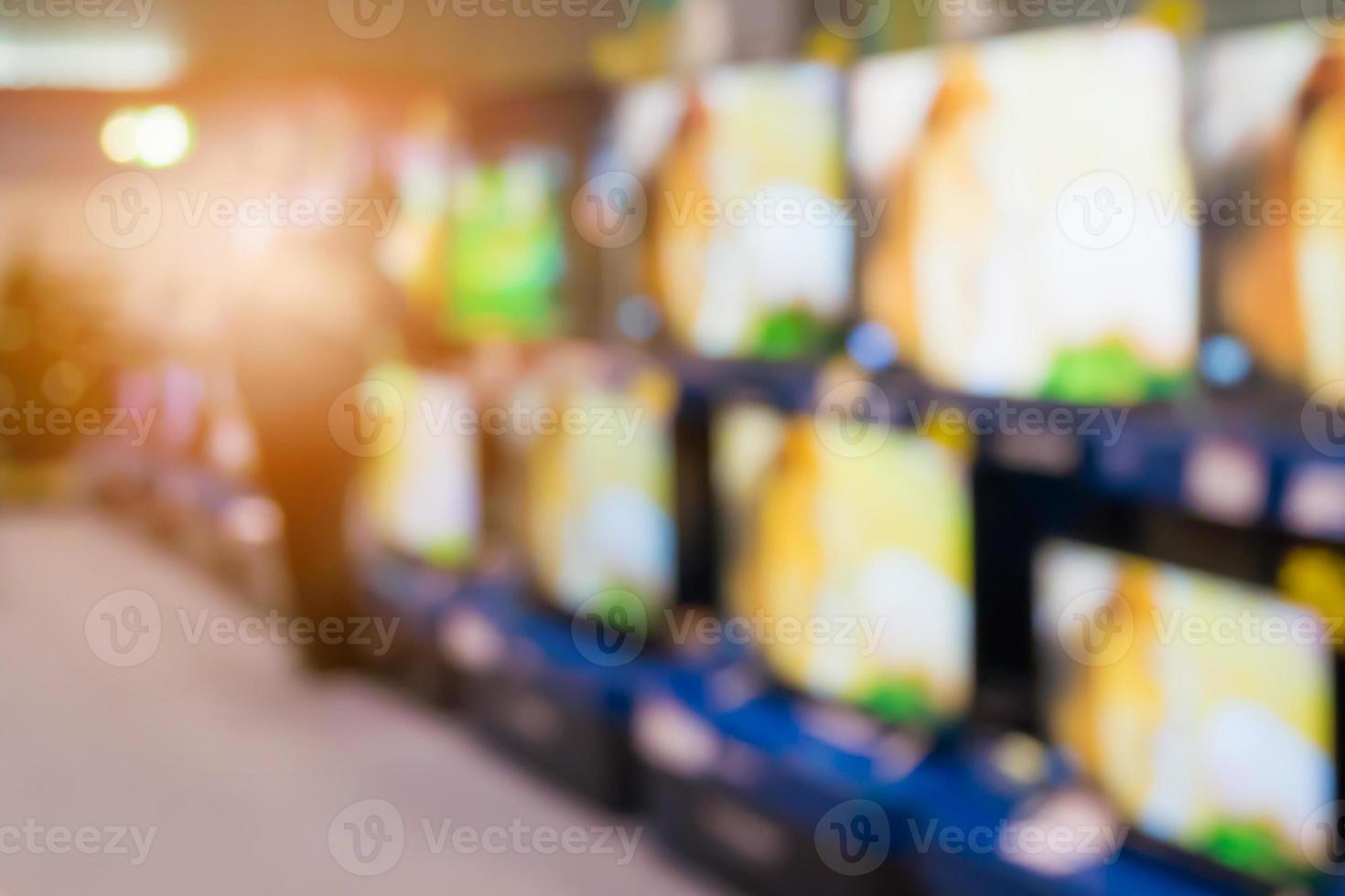 eletronic department store with bokeh blurred background photo