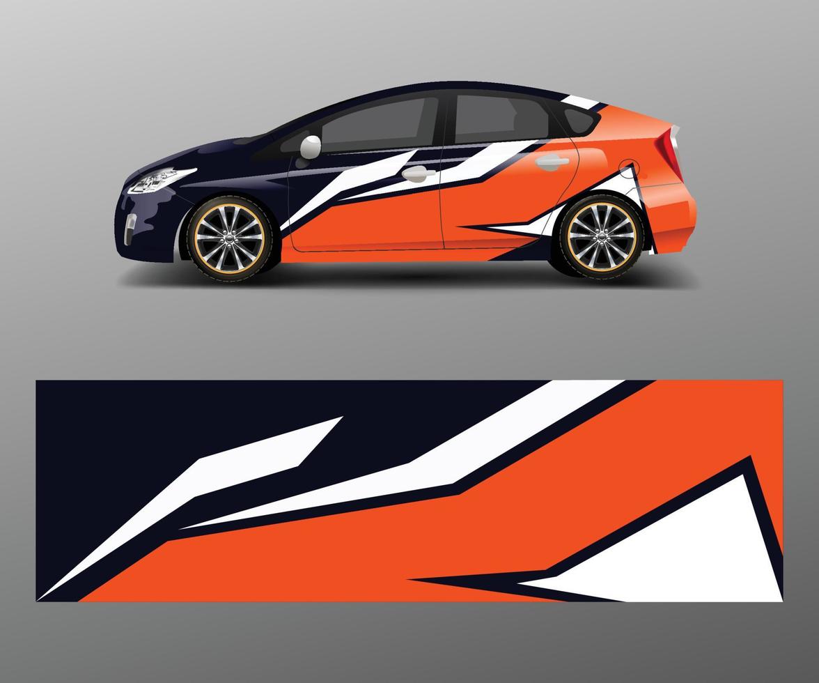 Car wrap decal design vector. Graphic abstract racing designs for vehicle, rally, race, adventure template design vector