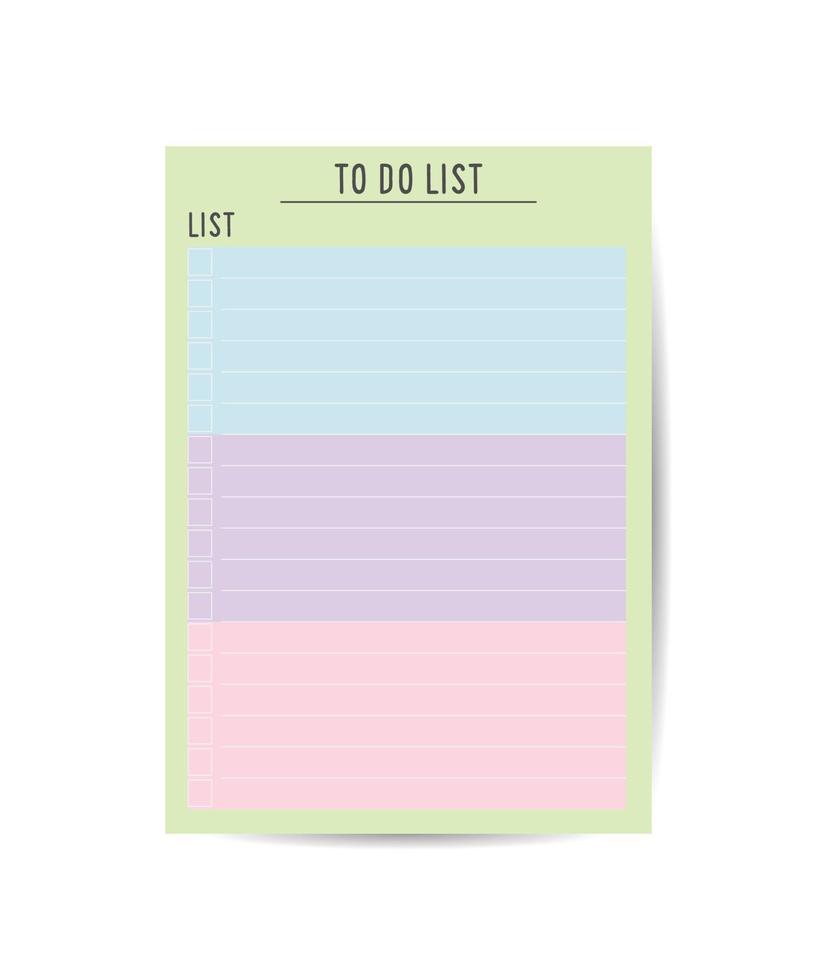 Clear and simple printable to do list. Business organizer page. Paper sheet. Realistic vector illustration.