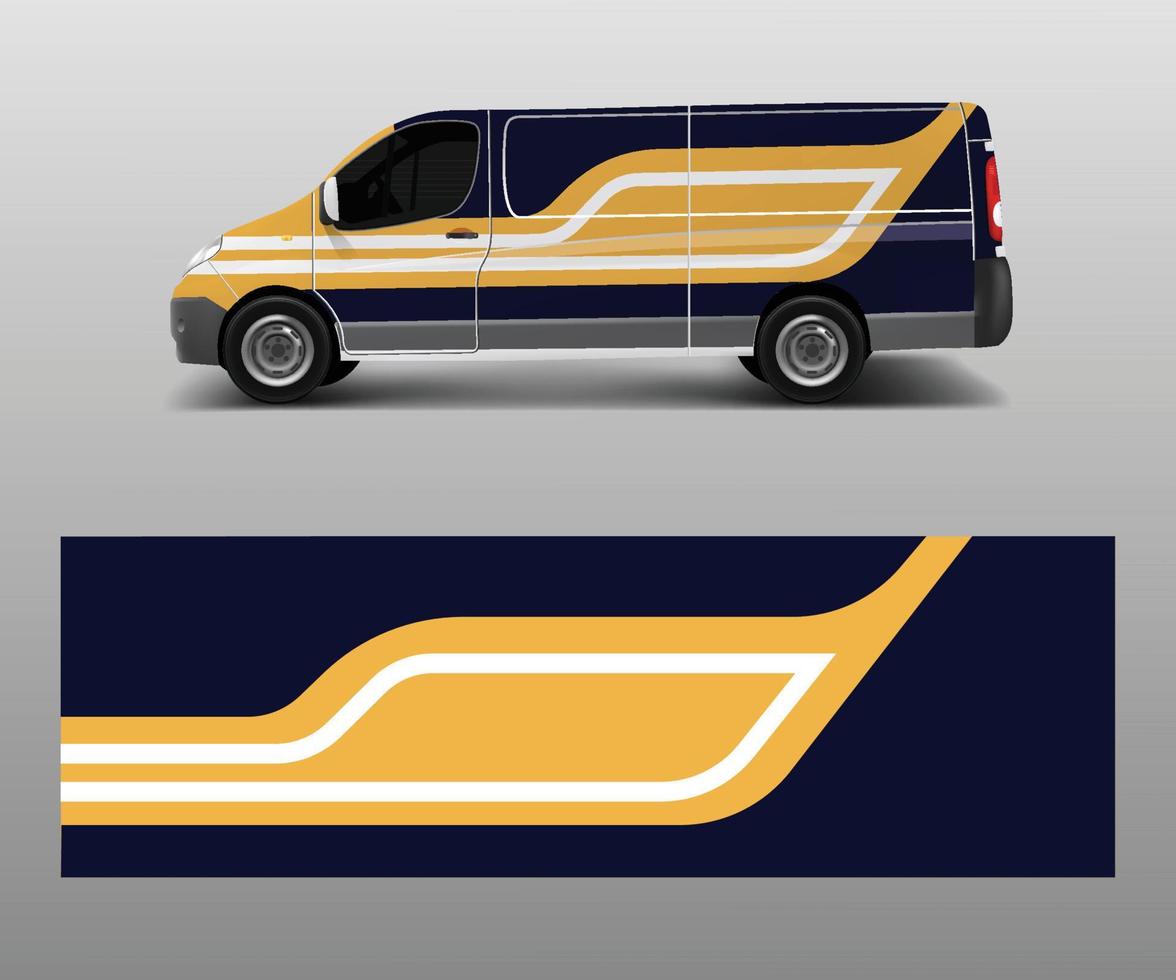 vector de plantilla de diseño de envoltura de furgoneta con formas de onda, calcomanía, envoltura y vector de plantilla de etiqueta