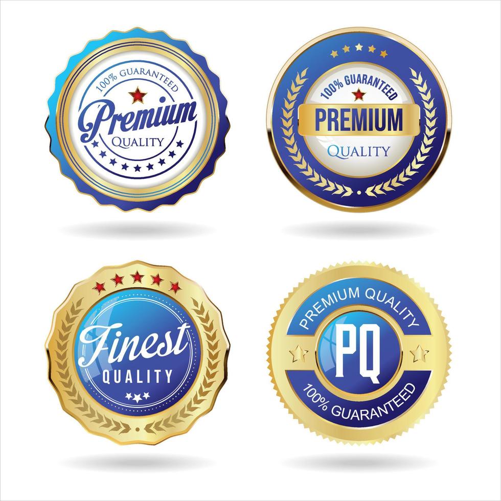 Collection of golden badges and labels vector