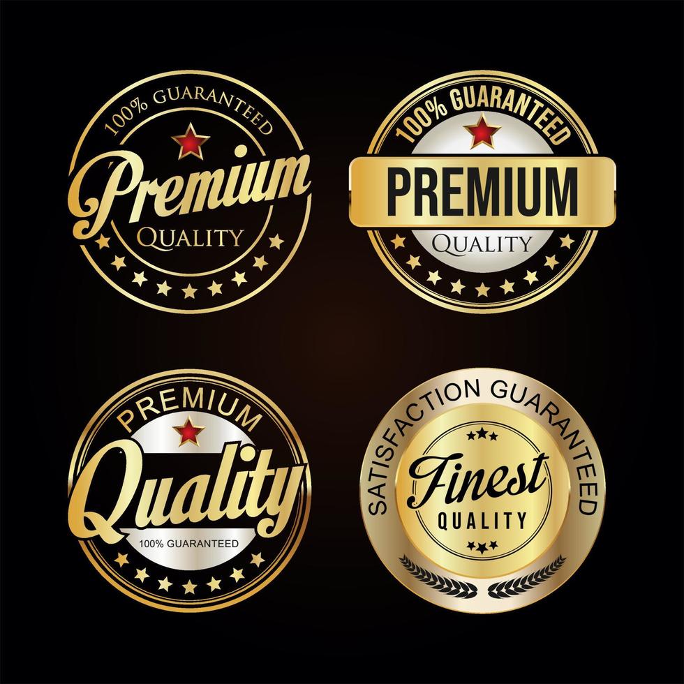 Collection of golden badges and labels vector