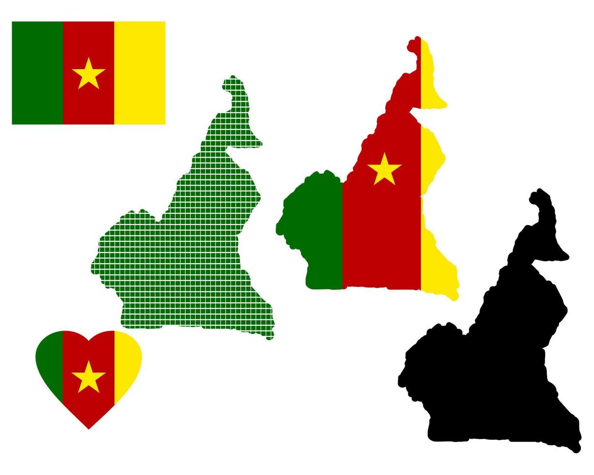 mapa de Camerún y los diferentes tipos de caracteres sobre un fondo blanco vector