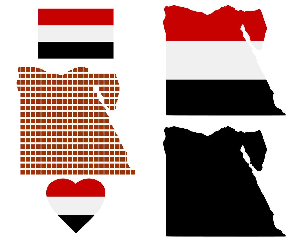 map of Egypt and the different types of characters on a white background vector
