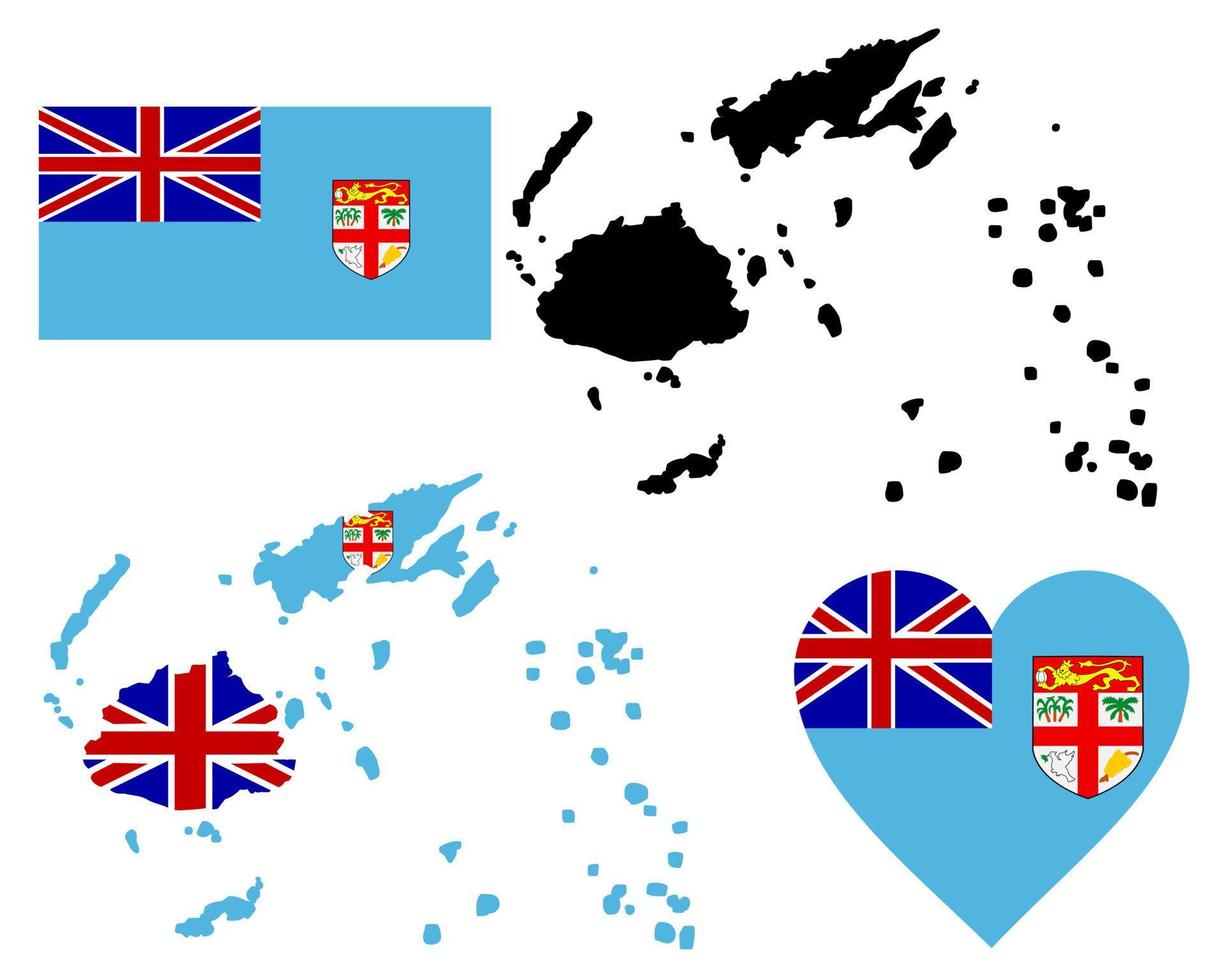 map flag and symbol of Fiji on a white background vector