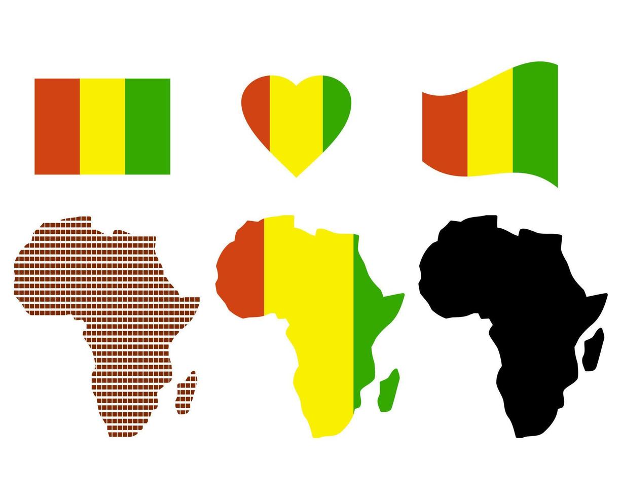 mapa de guinea diferentes tipos y símbolos sobre un fondo blanco vector