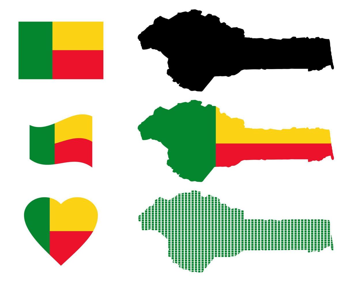 mapa de benin diferentes tipos y símbolos sobre un fondo blanco vector