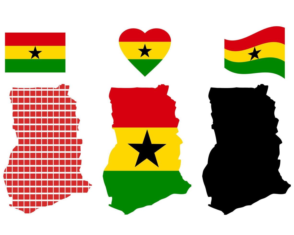 Ghana map different types and symbols on a white background vector