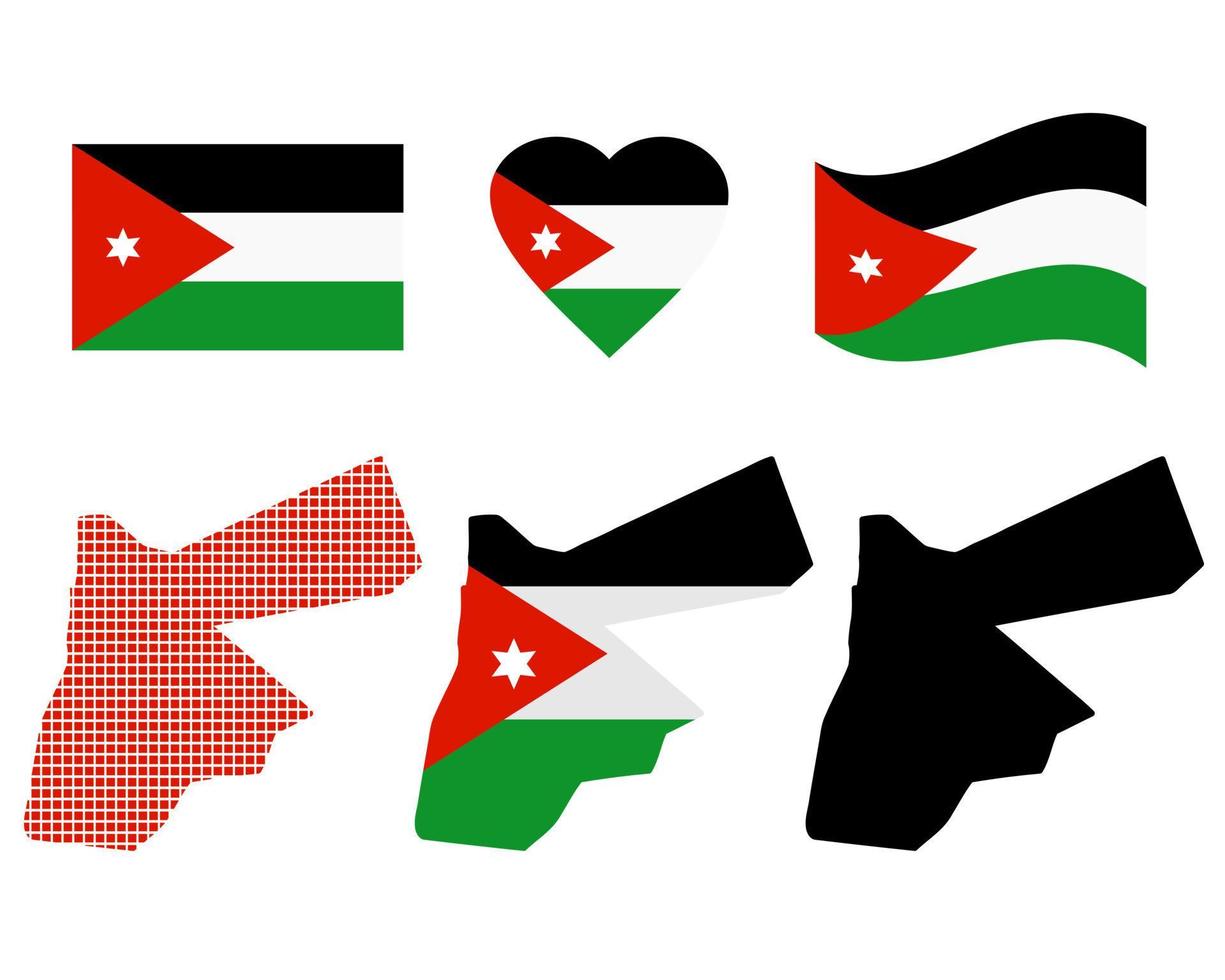 mapa de jordania y los diferentes tipos de personajes en un fondo blanco vector