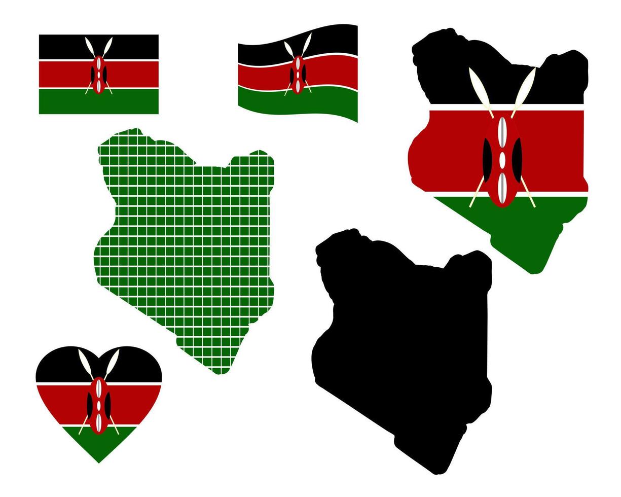 map of Kenya and the different types of characters on a white background vector