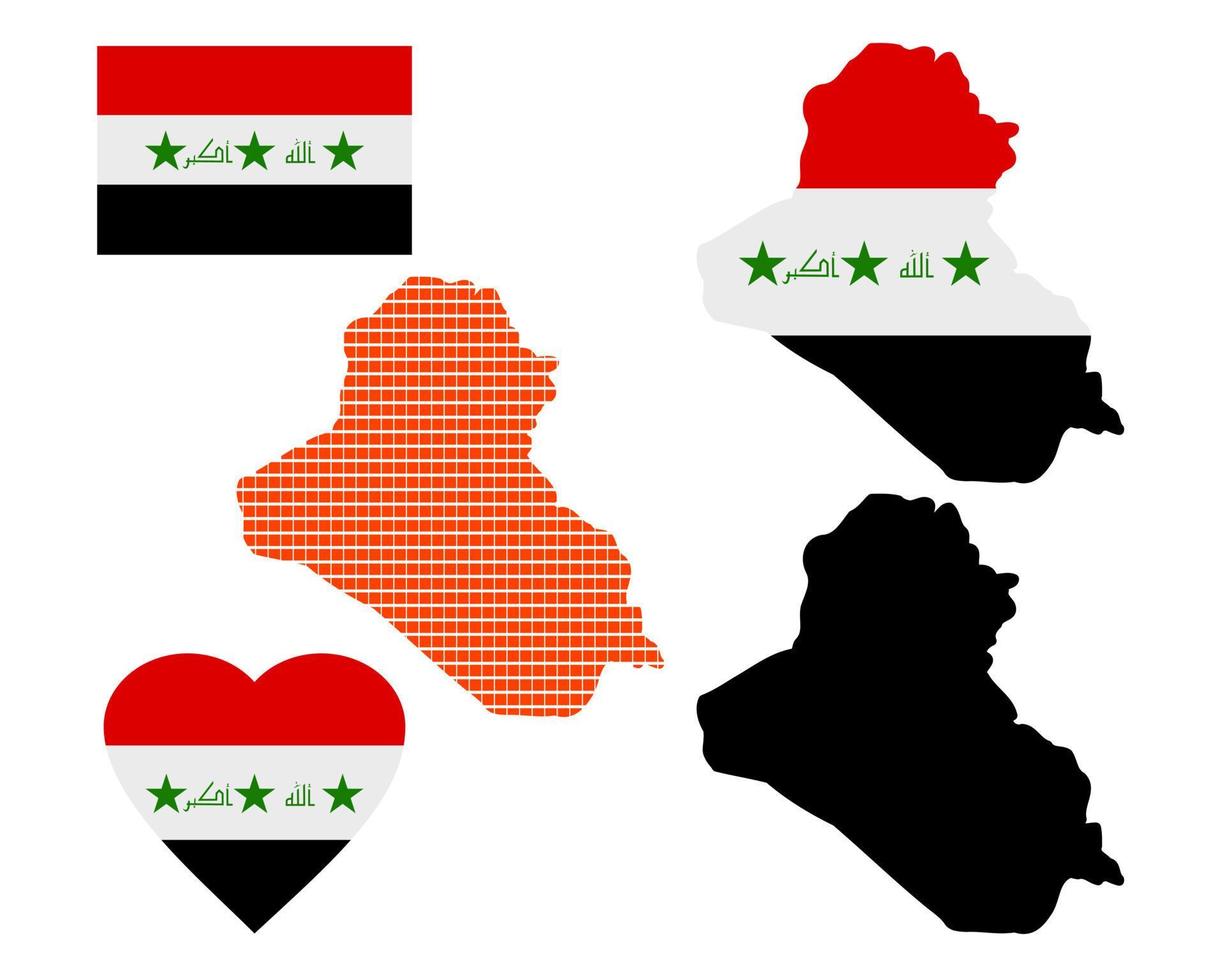 mapa de irak y de diferentes tipos de caracteres sobre un fondo blanco vector