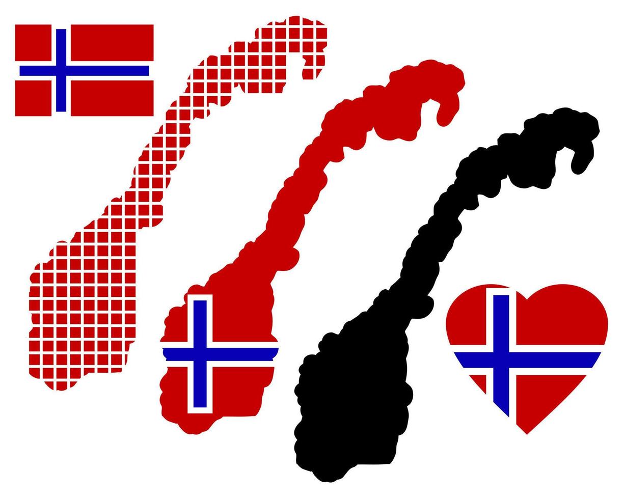 Noruega mapa en diferentes colores y símbolos sobre un fondo blanco. vector