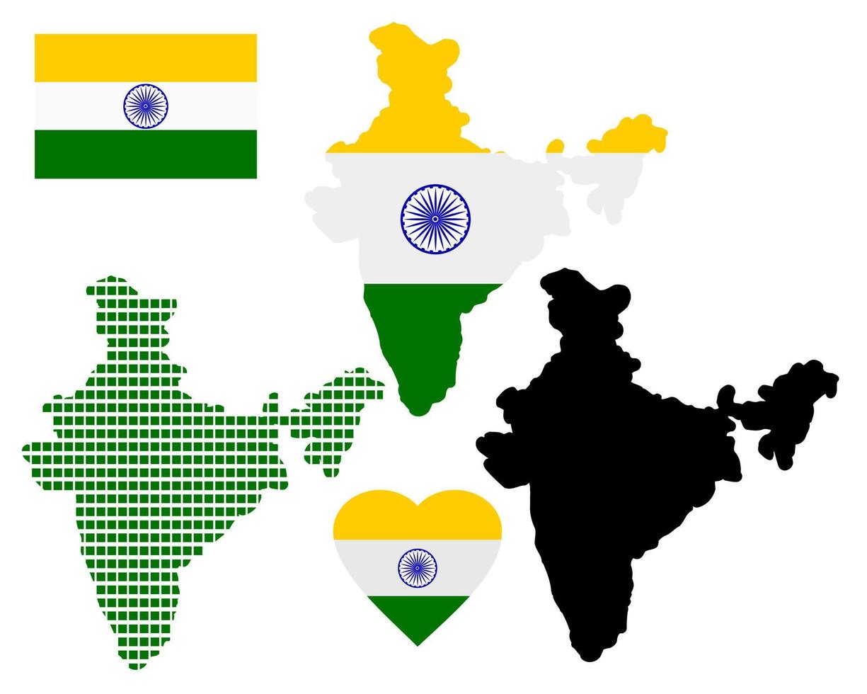 map of India and different types of symbols on a white background vector