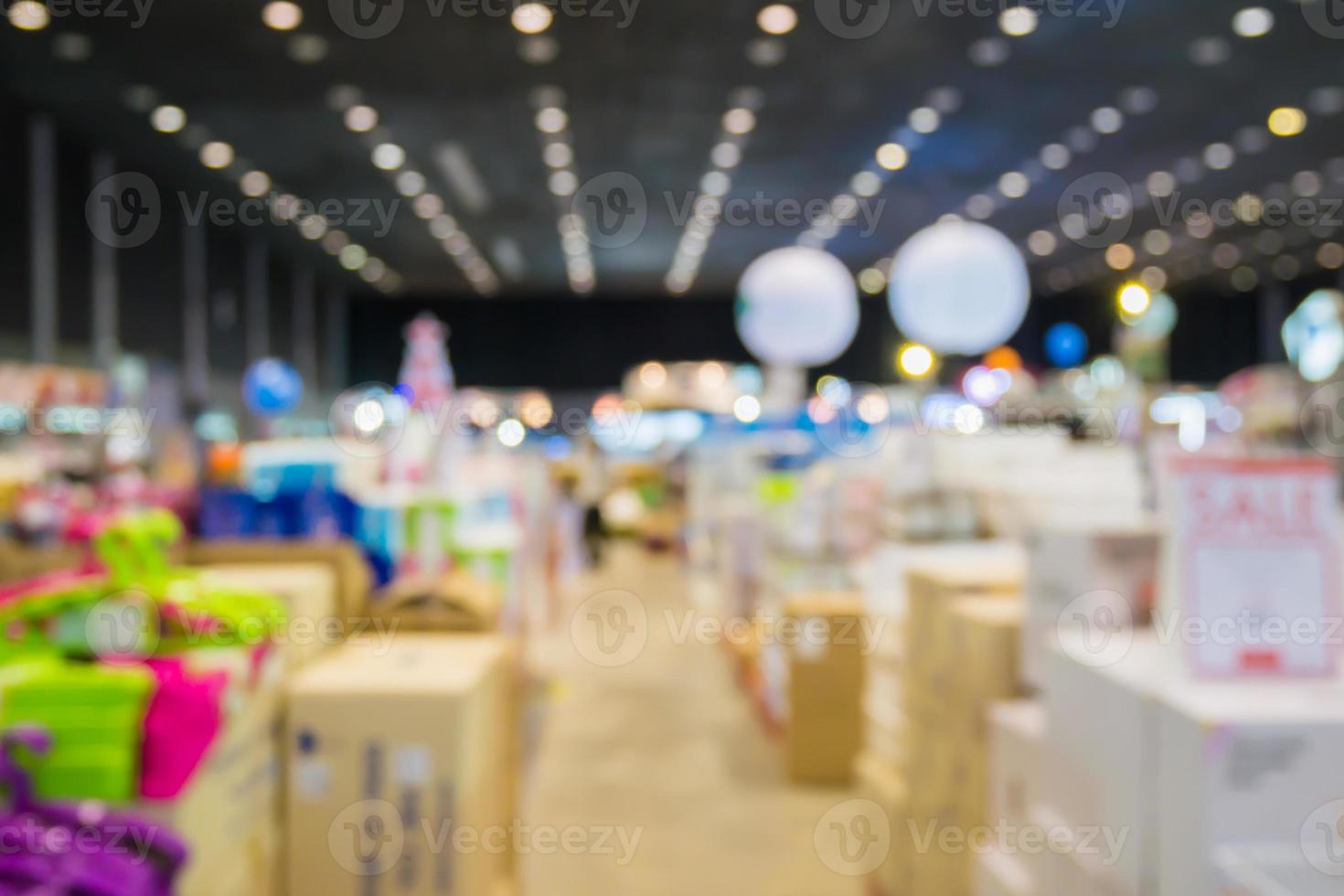 Abstract blur home improvement hardware store interior with bokeh light background photo