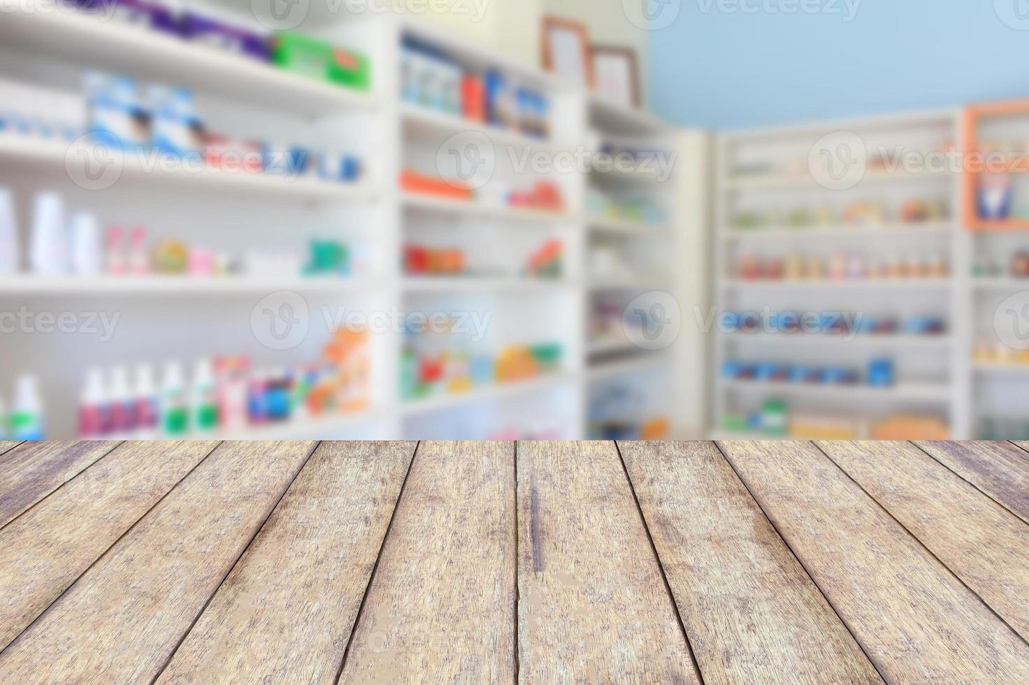blur shelves of drugs in the pharmacy photo