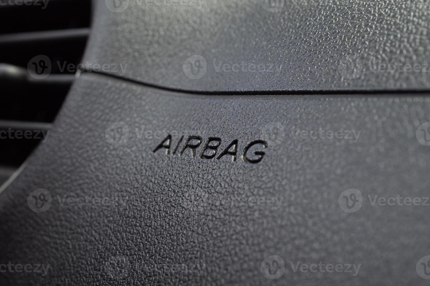 Safety airbag sign in modern car photo