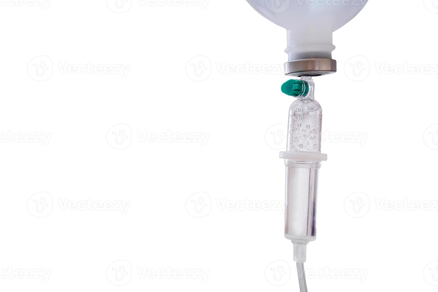Medical intravenous IV drip isolated on white background photo
