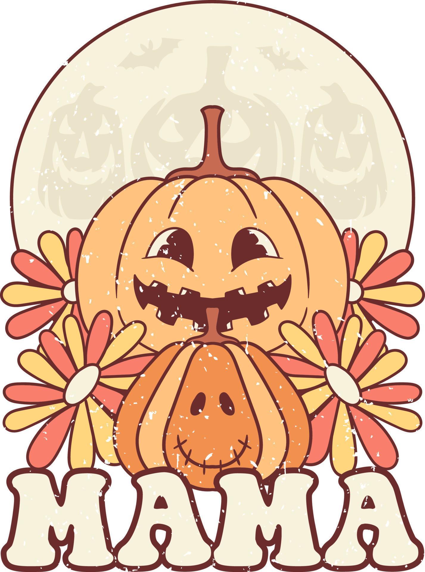 Mama Cute Pumpkin Halloween Design, Retro Halloween Poster. 11827764
