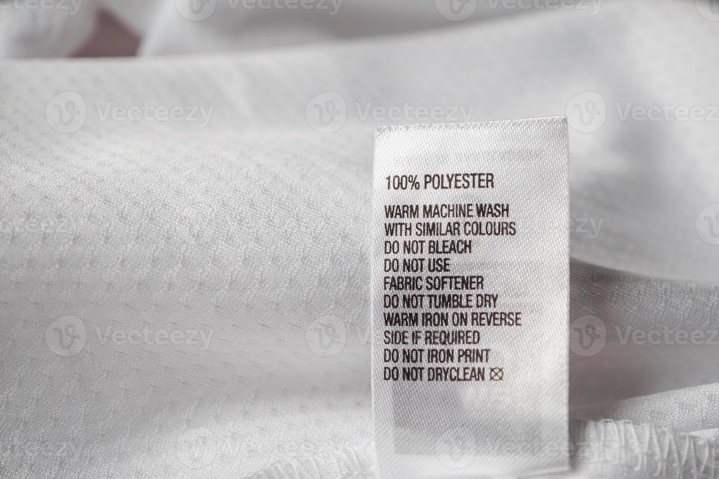 Polyester fabric Clothing label with laundry instructions photo