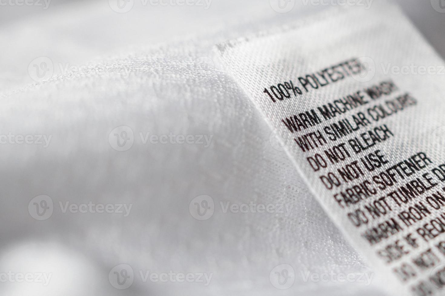 Polyester fabric Clothing label with laundry instructions photo