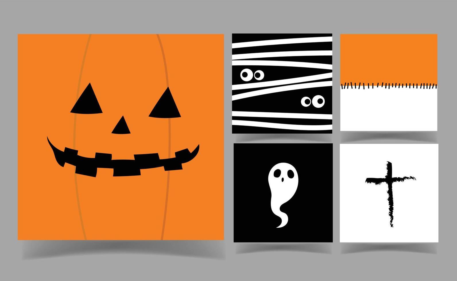 Halloween black and orange color background collection. memo template. vector